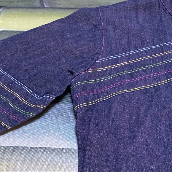 ❤️🌈 Purple Wash Denim Jean Jacket w/♥️🌈 embroidered Detail XS/Small Retro V… - Picture 4 of 8